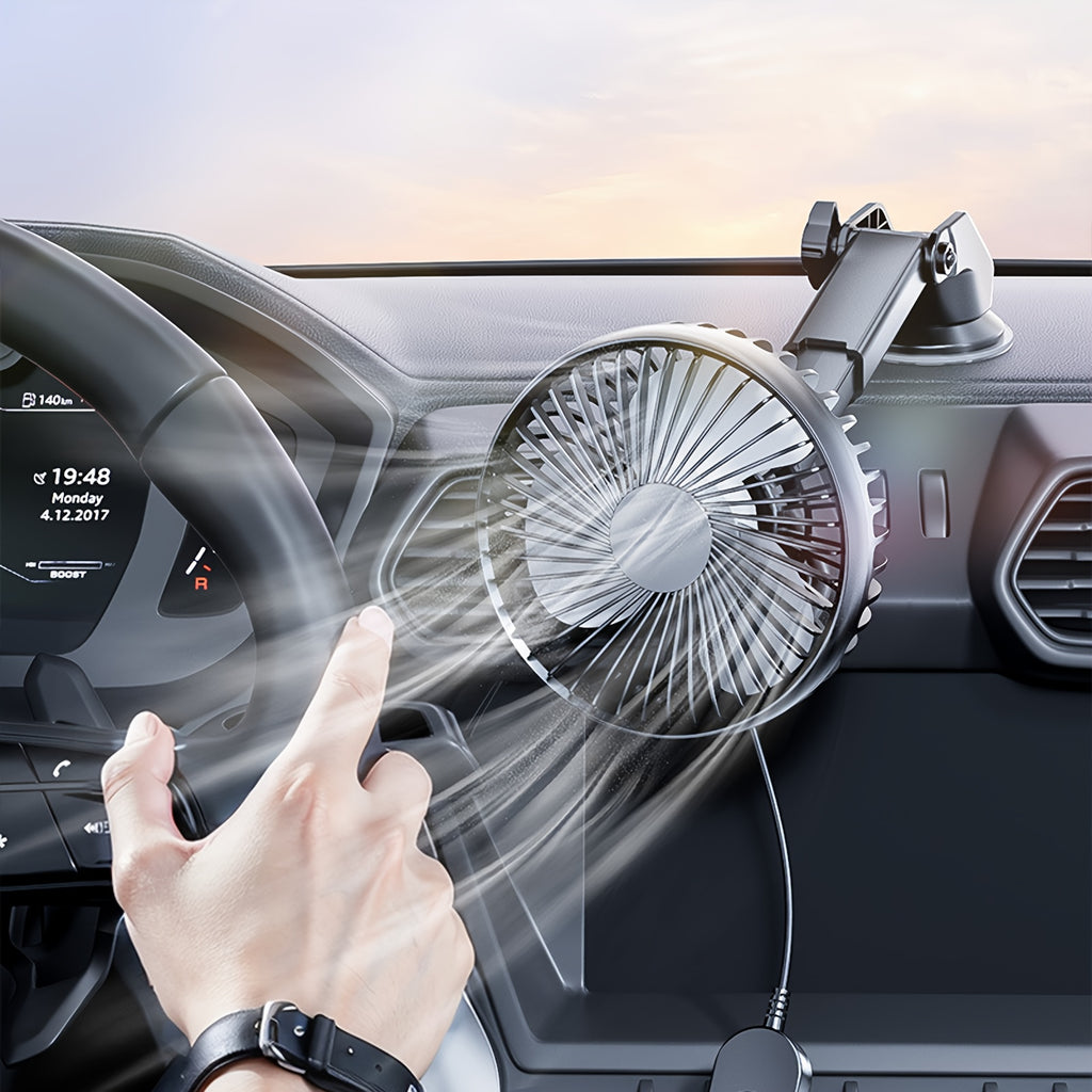 Car Fan, Adjustable Speed, 360° Rotatable Base, Compact Mini Design, Suitable for Sedans, SUVs and Trucks, Ideal for Travel, Beach Vacation, Back to School, Comfortable Summer Car Use