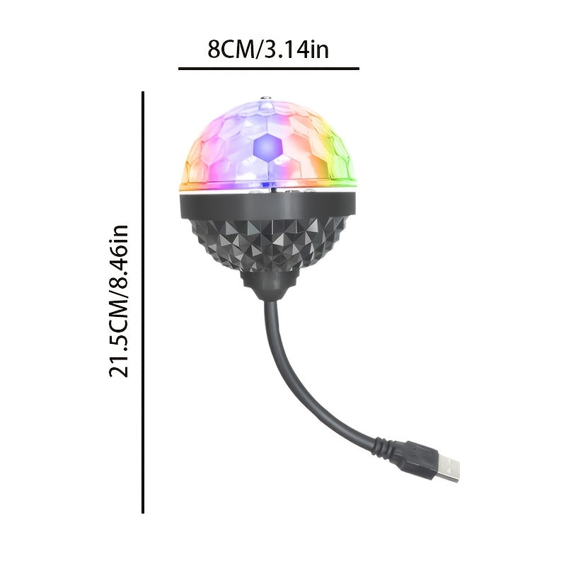 USB供电-彩色旋转魔球灯 360°可旋转方向7色旋转灯迪斯科舞厅灯酒吧卧室家用KTV闪光灯家庭派对舞台灯 用RGB LED舞台灯在家打造魔幻舞会！