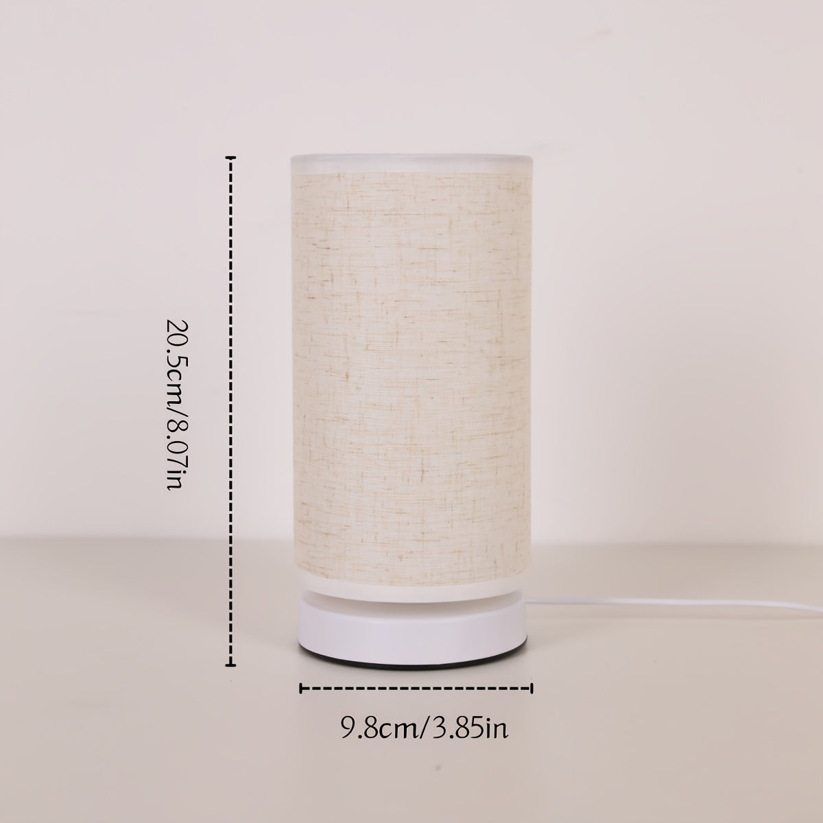 1 piece modern linen cylinder table lamp, with warm ambient lighting, USB powered and switch control - perfect for bedroom, office, nightstand, bookshelf decoration - cozy holiday gift, battery not included, bedroom light