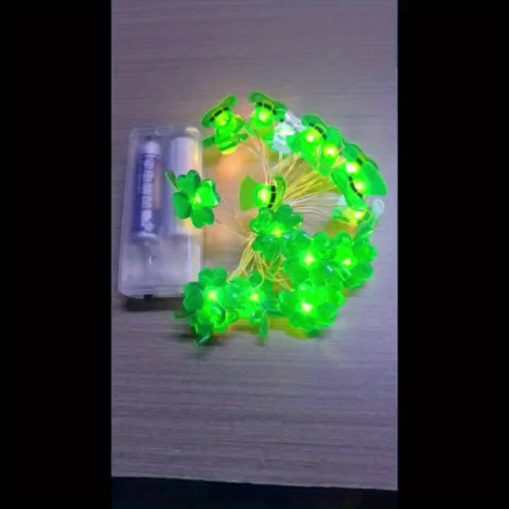 Luminarias四叶草帽子造型灯串电池供电LED灯串彩灯适合室内装饰节日氛围灯