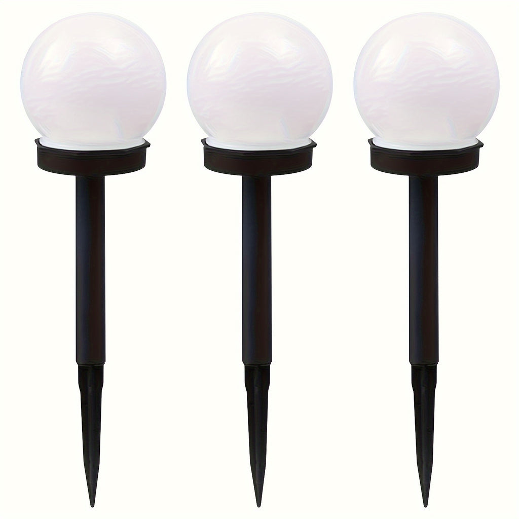 Solar White Ball Lawn Light Landscape Spotlight, White LED Outdoor Globe Courtyard Light, Perfect for Garden, Lawn, Pathway, Walkway Decoration, Solar Globe Light, Street Light, Floor Lamp, Perfect for Festival Party Decorative Light 6pcs