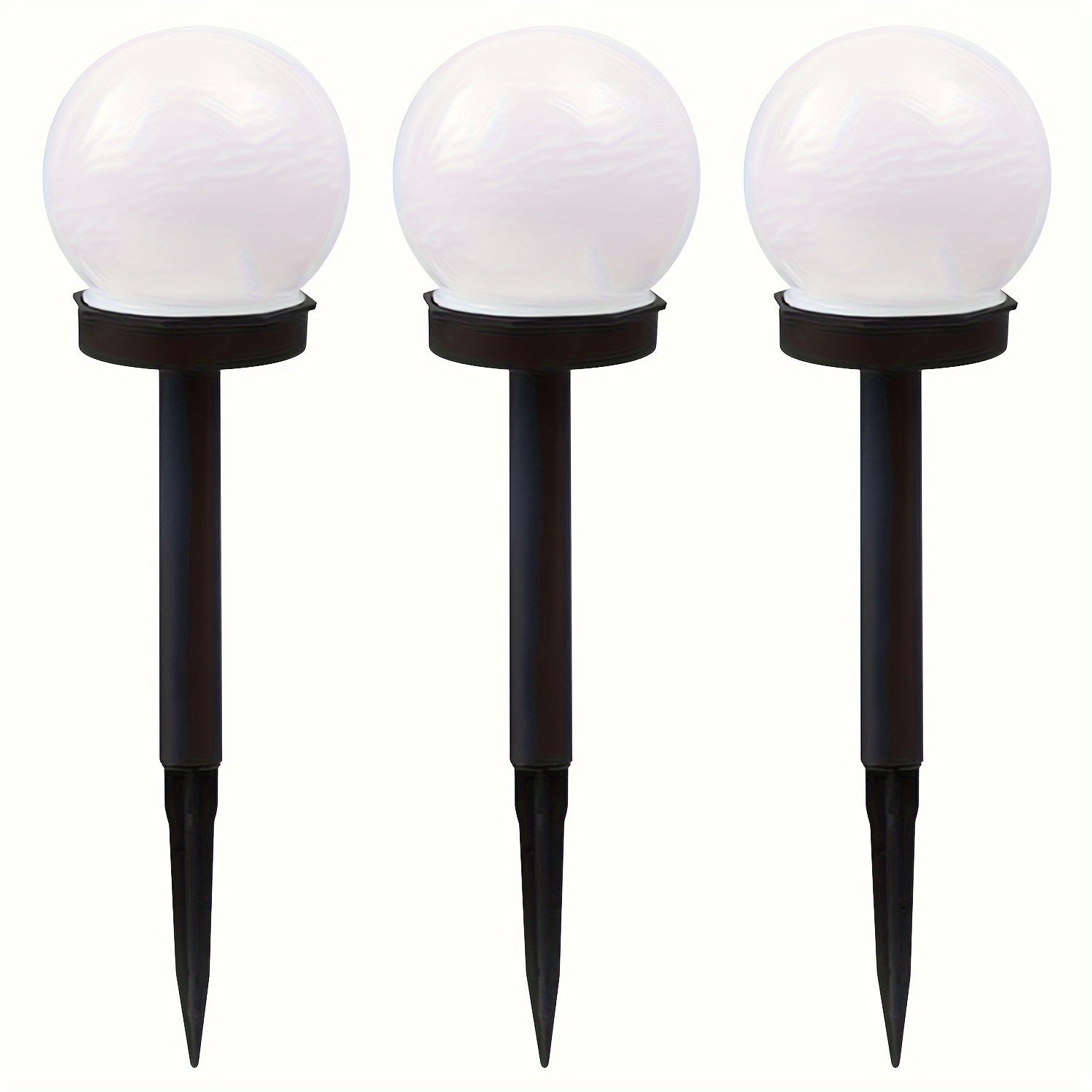 Solar White Ball Lawn Light Landscape Spotlight, White LED Outdoor Globe Courtyard Light, Perfect for Garden, Lawn, Pathway, Walkway Decoration, Solar Globe Light, Street Light, Floor Lamp, Perfect for Festival Party Decorative Light 6pcs