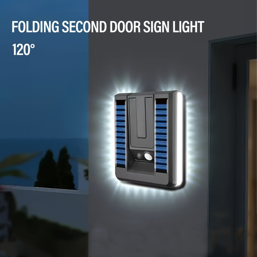 One-Piece Outdoor Solar Light, Wall Light with Motion Sensor, 120° Wide Angle Floodlight, Foldable Design, 3 Lighting Modes Fence Light, Foldable Address Sign Light, Solar Wall Light Suitable for Garden, Backyard, Garage