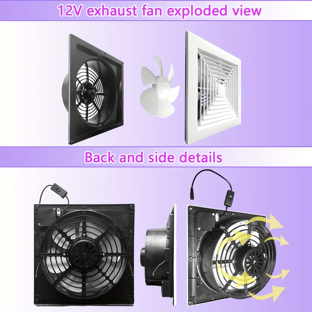 Portable 8 Inch Solar Fan with 17W Solar Panel - Lightweight DC Voltage Design, Perfect for Camping, Hiking, Travel, Greenhouse, RV and Dog House Ventilation