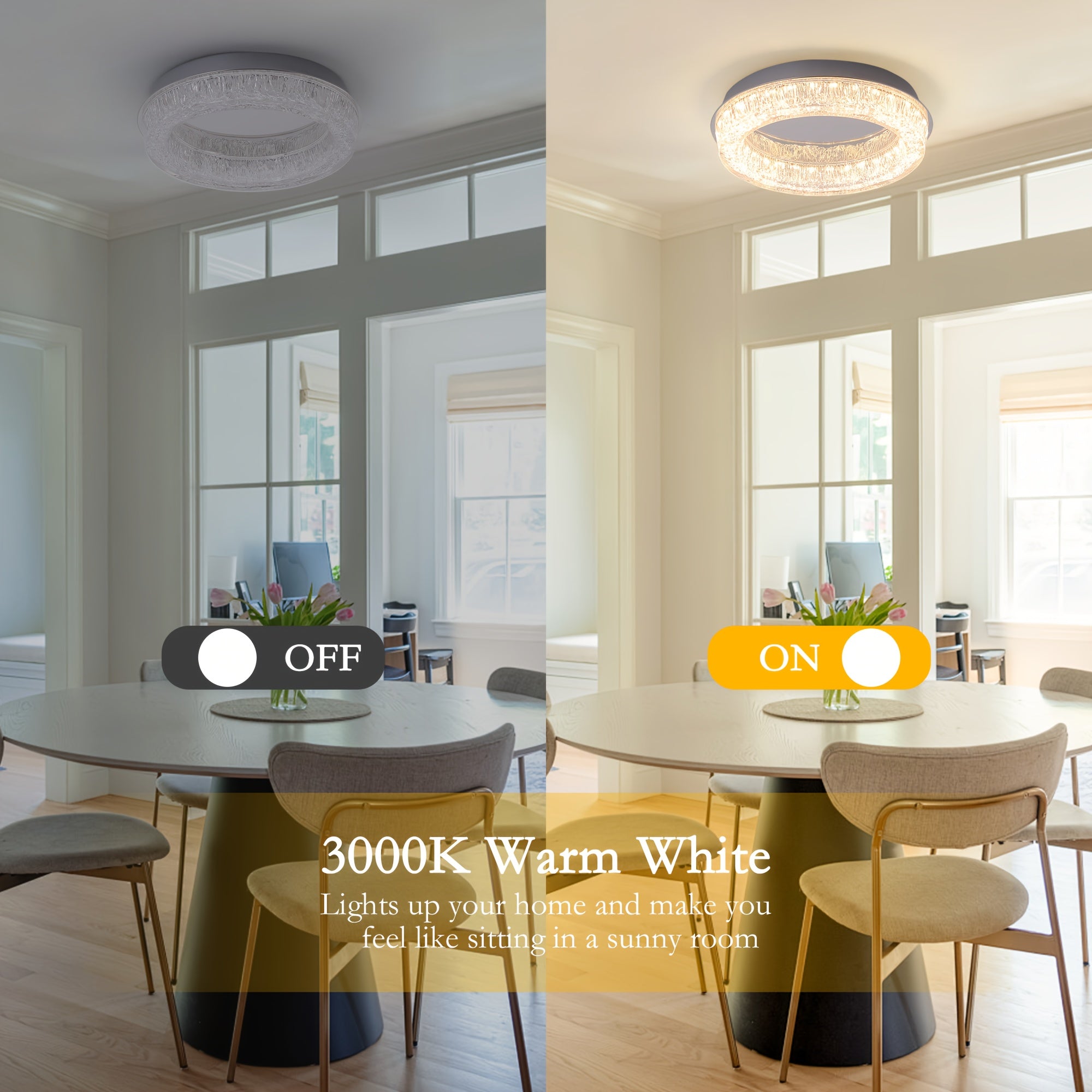 Gainid recessed ceiling light 12.2-inch modern LED ceiling light, round LED fixture with acrylic lampshade, suitable for bedroom, kitchen, foyer, hallway, entryway, chrome material, 3000K color temperature
