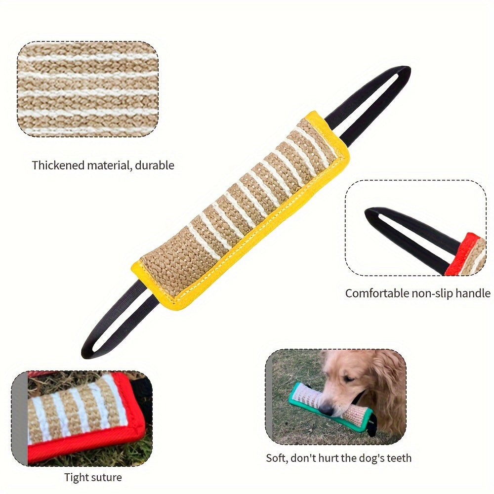 训犬粗麻咬棒刁咬衔取磨牙狗咬棒磨牙、玩耍、清洁牙齿 和宠物一起玩耍互动 适合各种狗狗玩耍