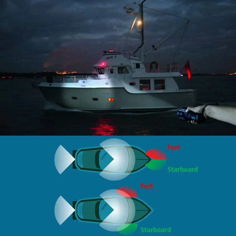 2-Piece Red & Green Navigation Lights, Yacht Lights, Marine Lights, Boat Signal Warning Lighting