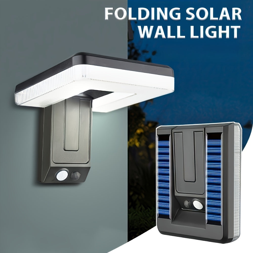 One-Piece Outdoor Solar Light, Wall Light with Motion Sensor, 120° Wide Angle Floodlight, Foldable Design, 3 Lighting Modes Fence Light, Foldable Address Sign Light, Solar Wall Light Suitable for Garden, Backyard, Garage