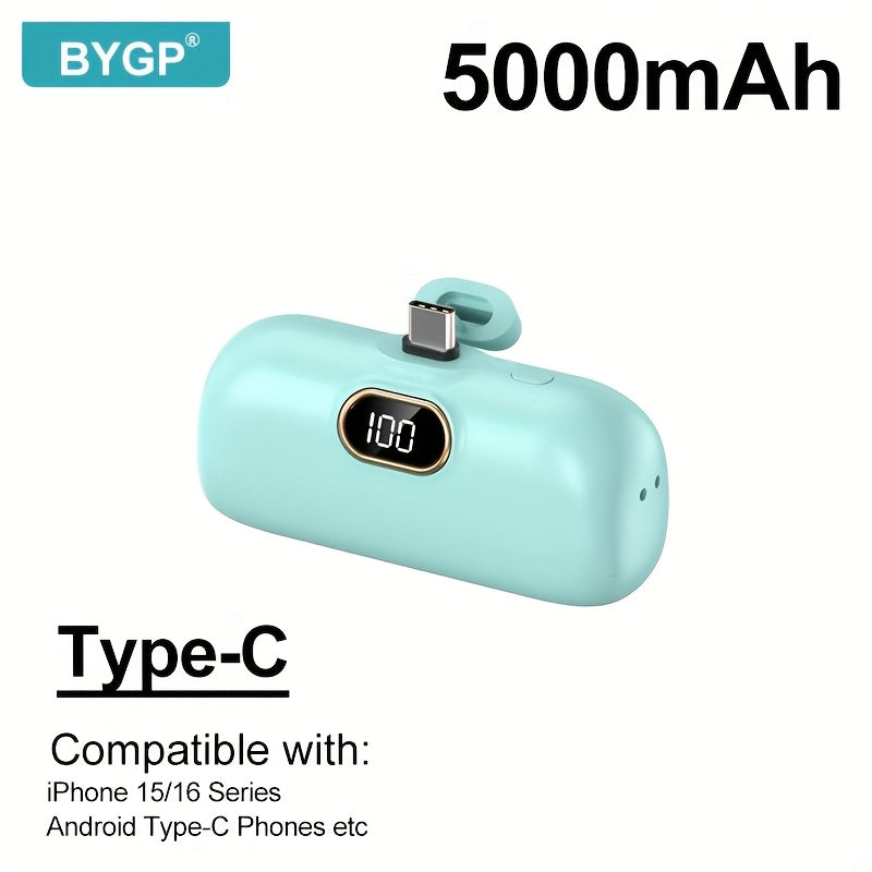 BYGP 5000Mah Portable Power Bank, a Compact Emergency Charging Solution, USB Backup Battery for Mobile Phones Featuring an LED Digital Display And Type-C Compatibility, Ideal for Iphones, Perfect As a Gift