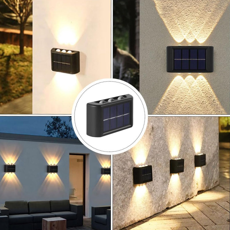 4-Pack Solar Fence Light Outdoor, Solar Sensor Mini Wall Light, Courtyard Patio Wall Washer Light, Christmas Courtyard Decorative Light, 6-LED Outdoor Fence Light, Suitable for Porch, Backyard, Patio, Courtyard, Steps, Garden Decoration