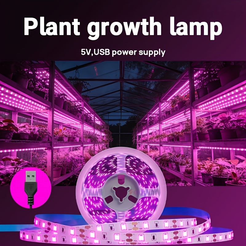 Smart Full Spectrum LED Grow Light Strip, USB Powered Indoor Plant Grow Lamp for Seedlings, Houseplants & Greenhouse Horticulture