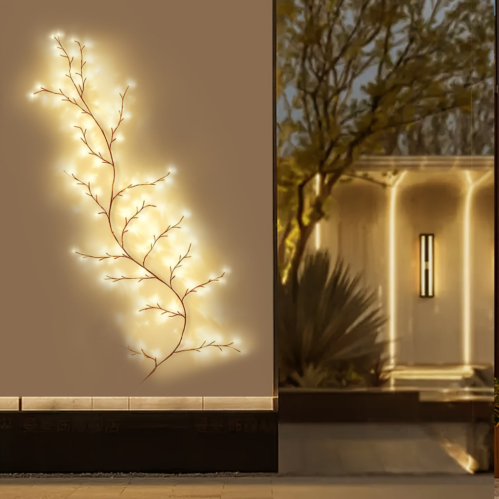 1-Piece, Solar Magic Wicker Light, Home Decoration, Flexible Lighted Branches, Indoor and Outdoor Wall Decoration, Lighted Wicker 1.8M/5.9Ft 96 LED Beads, Bedroom Aesthetic Living Room Decoration (Battery Included)