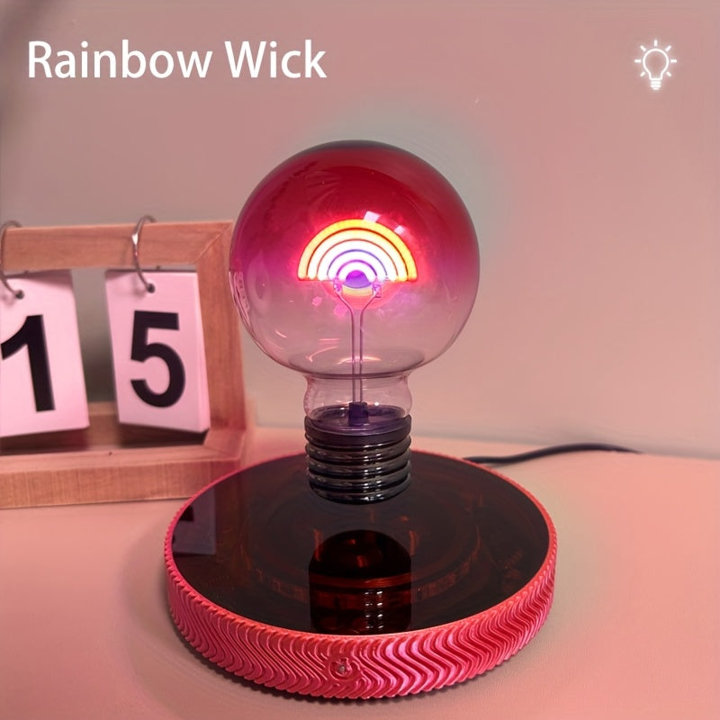 Rainbow magnetic levitation bulb, with full-angle automatic rotating light source, unique gift for home and office decoration