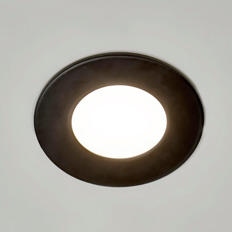 3-Inch 5 CCT Ultra-Thin Recessed LED Downlight | 400 Lumens, Slim J-Boxless Light, Rated, 5 Color Temperatures Selectable 2700K/3000K/3500K/4000K/5000K, Dimmable, Black Housing, Includes J-Box