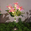 Solar 7-Head Lily Flower Light, Equipped with 42 LED Beads, Solar Decorative Light Designed for Outdoor Pink Garden, Solar Courtyard Party Decorative Light, Light Sensor, Party Atmosphere Light