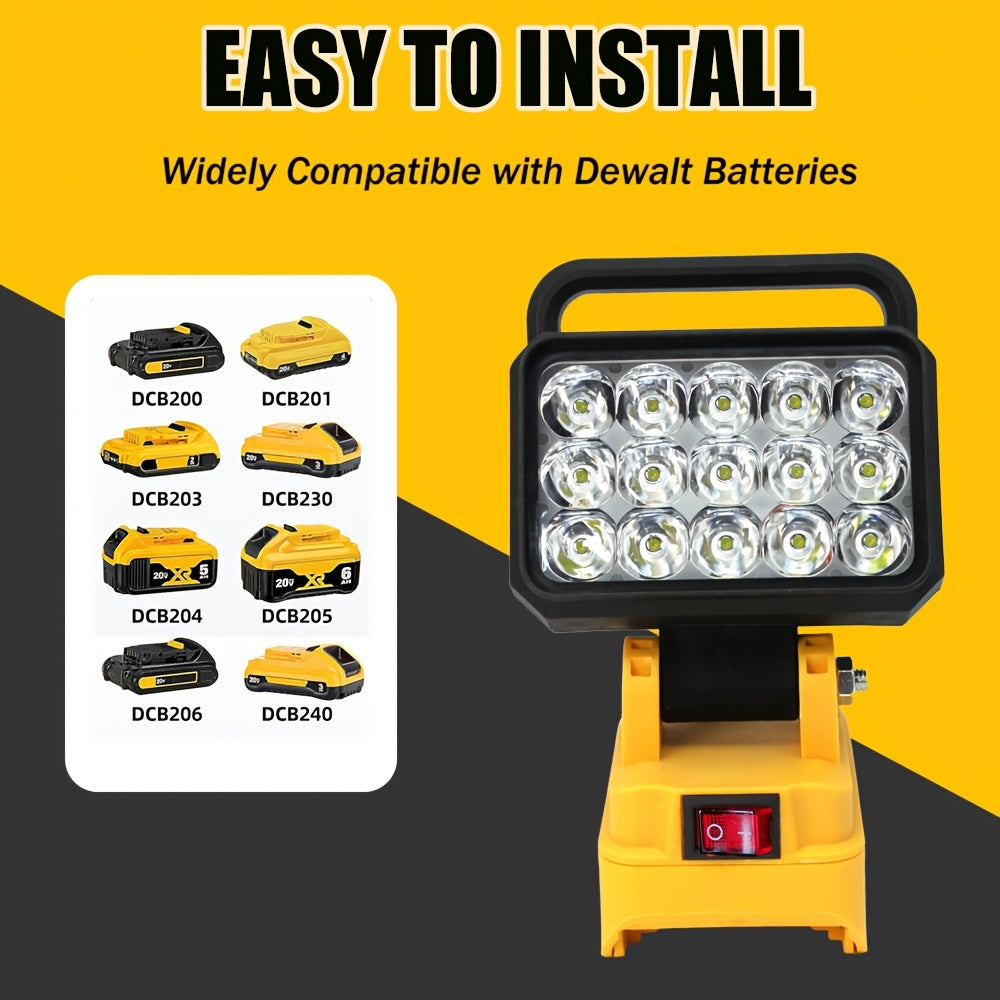 LED work light for Dewalt 18V lithium battery, 4-inch flashlight, portable emergency floodlight, camping lantern