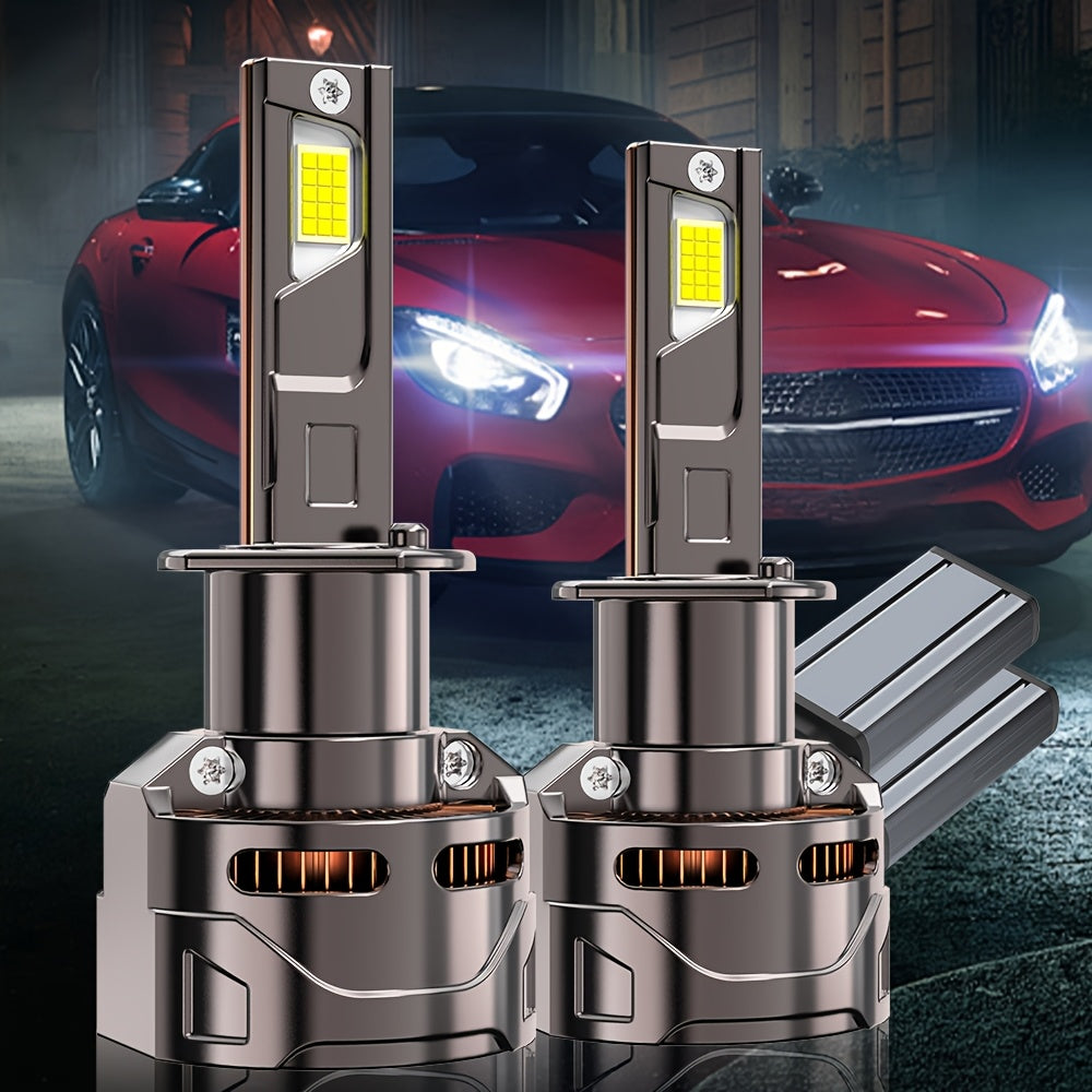 2 Pcs LED Car Headlight Bulbs, 57300 Lumens, 300W High Power, H1, H4, H7, H11, High/Low Beam, HB3/9005, HB4/9006, HIR2/9012-O129, 9570 CSP Chip, Plug-and-Play, Aluminum, External Driver, 900% Brightness Increase, No Battery Included