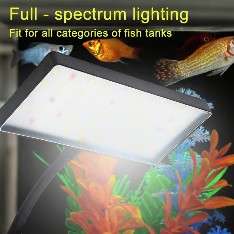 8W Adjustable Aquatic Plant Grow Light, USB Full Spectrum LED Lamp, Battery-Free