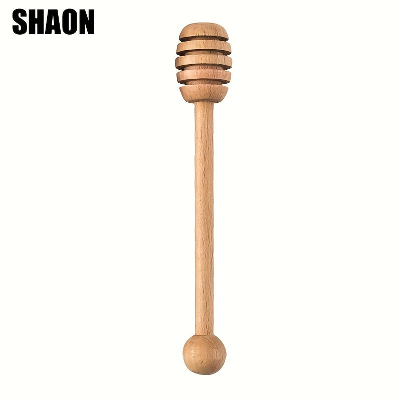 One Wooden Honey Dipper – Honeycomb Dripper, Long-Handled Stirrer for Honey, Syrup & Jam – Kitchen Utensil & Stirring Tool for Syrups, Maple Syrup or Any Non-Oily Stretchy Foods – Perfect for Homemade Honey