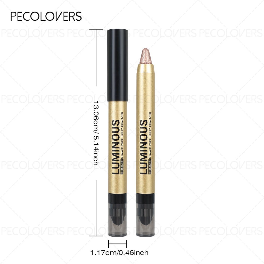 PECOLOVERS 多功能珠光眼影眼线笔 - 防水双效高光彩妆，金属光泽/哑光质感，自然棕调（持久不脱妆） - 珠光眼影棒与眼线笔二合一