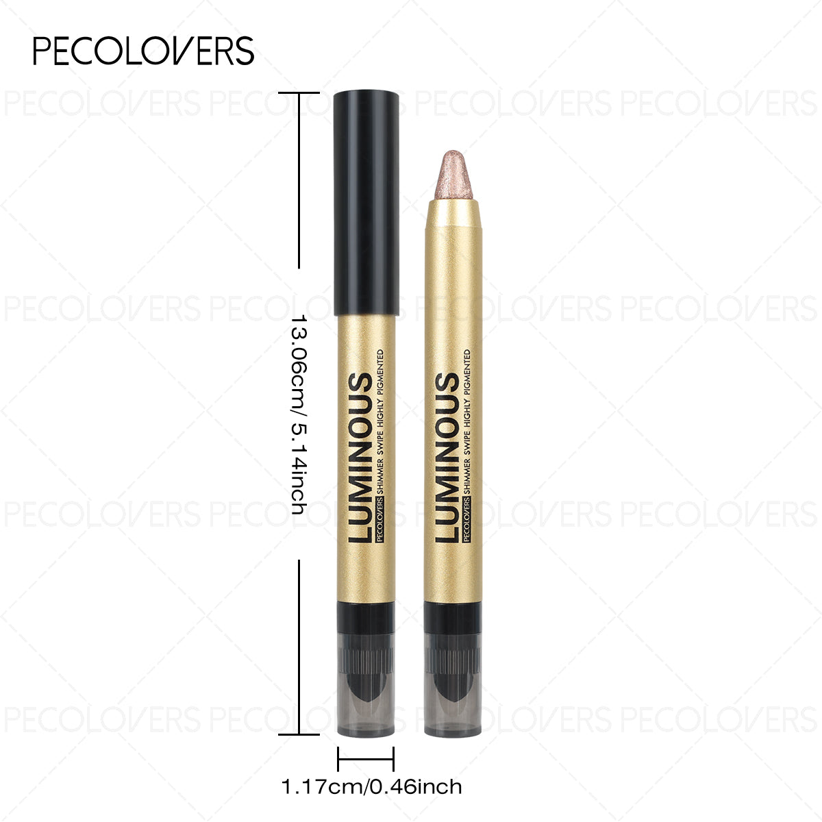 PECOLOVERS 多功能珠光眼影眼线笔 - 防水双效高光彩妆，金属光泽/哑光质感，自然棕调（持久不脱妆） - 珠光眼影棒与眼线笔二合一