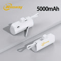 Winsway Mini Capsule Portable Stand Power Bank 5000mAh with Built-in USB-C Data Cable And Dual Ports for Charging Two Devices, Compatible with Most Electronic Devices, Suitable for Giving Friends Exquisite And Compact Gifts During Holidays