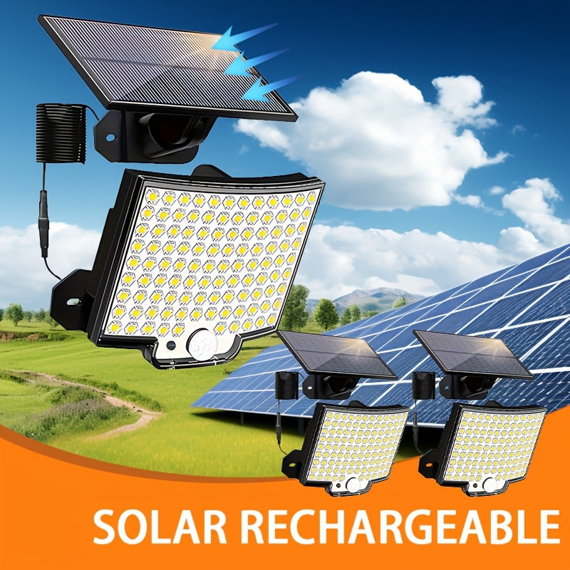 2 Pack Solar 106 LED Commercial Street Lighting Light, Sensor Industrial Area Lighting Light, Portable Shopping Mall Emergency Exit Light, 3 Lighting Modes, Suitable for Warehouses, Garages, Parking Lots, Courtyards, Parks, Amusement Parks