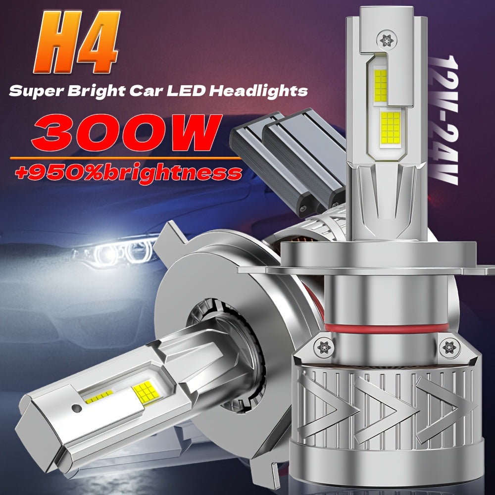 2pcs LED Car Headlight Bulbs, H16/H11/H9/H8 9005/HB3, 9570 CSP Chip, Plug-and-Play, 12-24V, Canbus, High/Low Beam LED Light, H1 H4/HB2 H7/H18 9006/HB4 9012-O134, No Battery Included, 60000LM, 300W