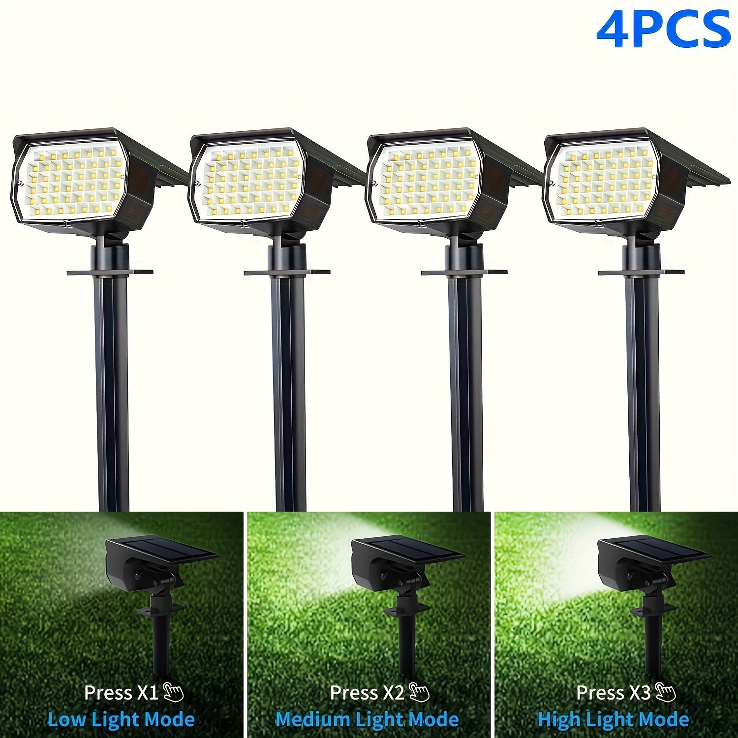 2/4/6-pack outdoor solar lawn lights, 46 LED ultra-bright solar yard lights, courtyard outdoor pathway lights, 3 brightness modes, solar spotlights, for yards, paths, courtyards, garages, lawns, pathways, cool white light. Wall light
