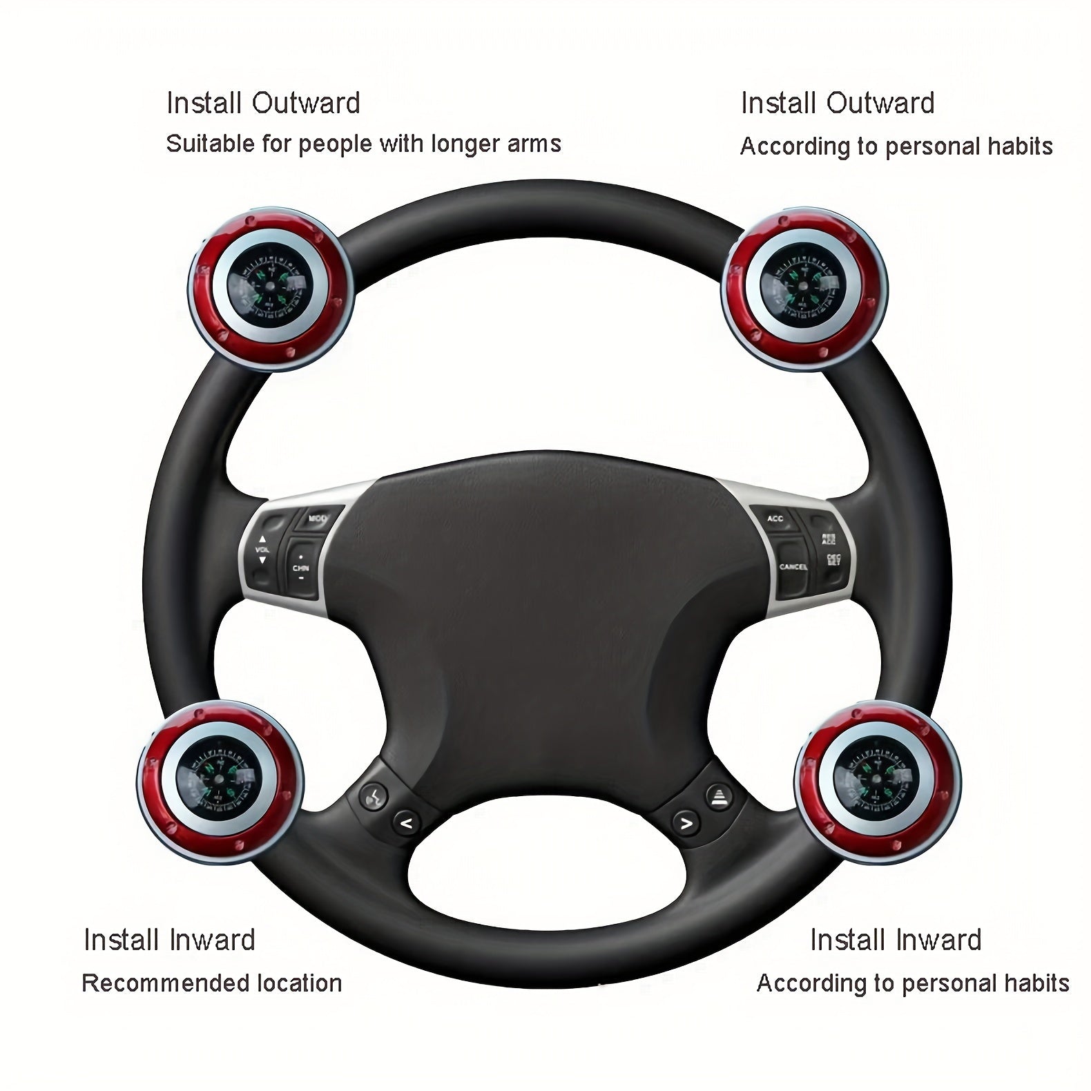 Car Steering Wheel Booster Ball, a Multi-Functional Compass Steering Wheel Gear, Designed Specifically for Vehicles, Reduces Driver Effort When Turning and Parking
