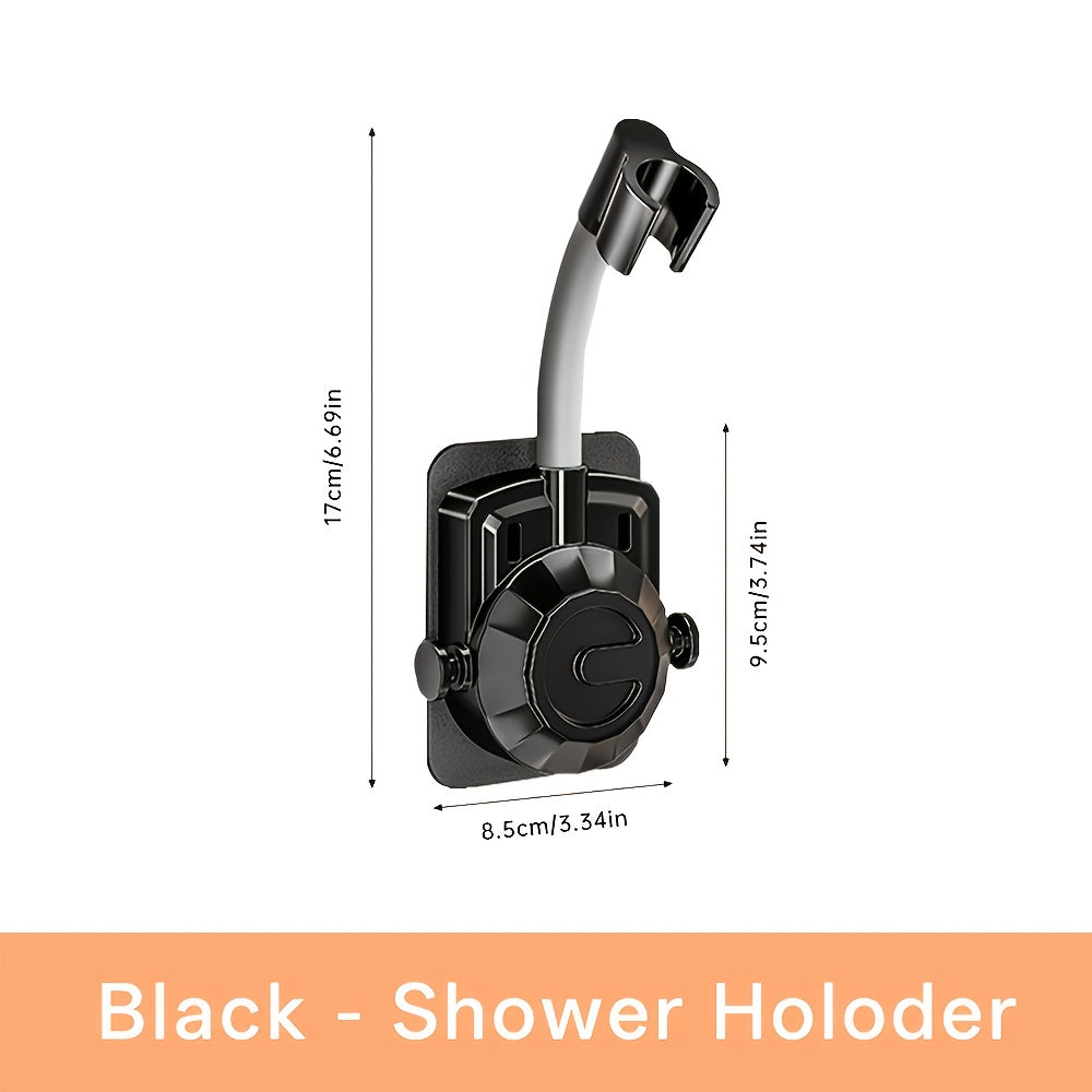 Musurjoy 1/2Pc Bathroom Wall Mount Shower Holder - Silver, No-Drill Shower Head Bracket, Wall-Mounted Without Wall Damage, Summer Shower Supplies, Father's Day Gift