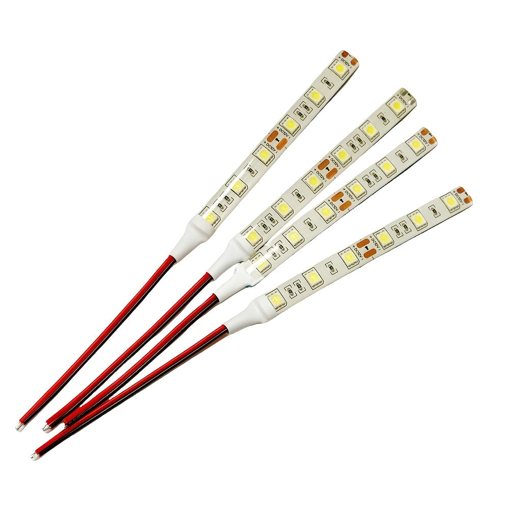 4条装 DC12V LED 灯条5050 SMD-10 厘米/3.94 英寸（6 个 LED灯珠）+30 厘米/11.81 英寸（18 个 LED灯珠）柔性可剪裁带背胶，适用于照明、家居装饰（白色/红色/蓝色）