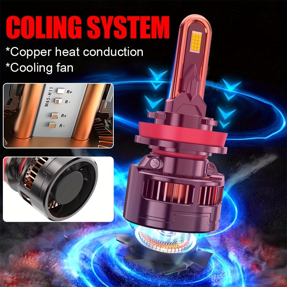 2-Pack Car Headlight Bulbs H8/H9/H11/H16-QB046 H4/9005/H1/H4/9003/HB2/H11/9006/H1/9012, 9570 CSP Chip, 300W, 50000 Lumens, 7500K, Vehicle Lighting Upgrade, LED Headlight Bulbs, Plug-and-Play Car Headlights, Suitable for 12V/24V Voltage