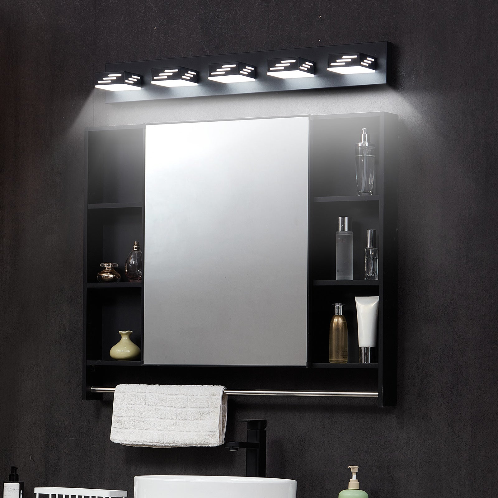 VEVOR 3/4/5/6-Light LED Modern Bathroom Wall Lamp 19.69/25.6/33.5/40.2-Inch Wall Light