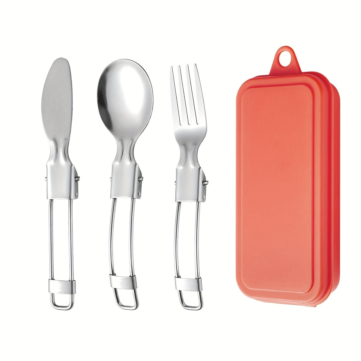 3-Piece Stainless Steel Foldable Knife Fork Spoon Set – Portable, Polished, Perfect for Outdoor Camping, Christmas, Easter, Father‘s Day, Labor Day – Foldable Spoon Fork Knife Set