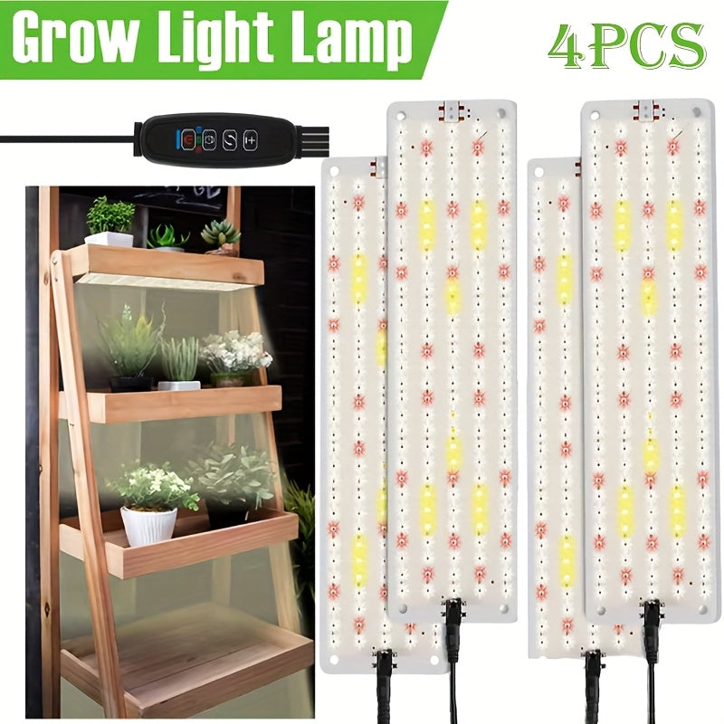 4 Pcs LED Plant Grow Light, Full Spectrum Grow Light with Timer, 3 Lighting Modes, Easy Installation, Perfect for Under Cabinet Lighting, Greenhouse & Hydroponics, Plant Growth Support, Modern Lighting Design, Energy-Saving Lighting