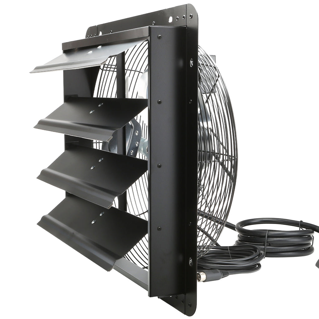VEVOR Shutter Exhaust Fan, 12''/14''/16'' with Temperature and Humidity Controller, EC Motor, 940 CFM/1513 CFM/1747 CFM, 10-Speed Wall Mount Attic Fan for Greenhouse, Garage, Shed Ventilation and Cooling