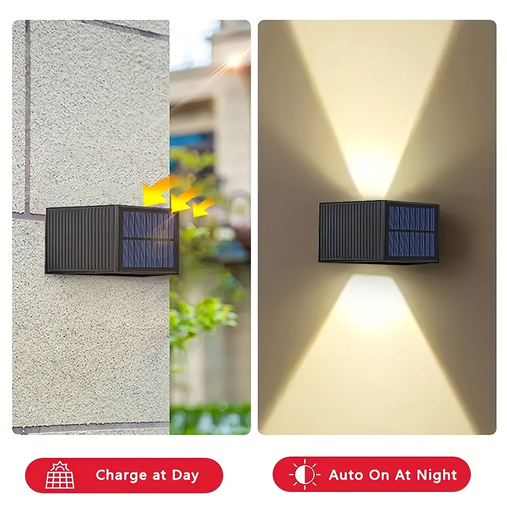 2pcs/4pcs Solar LED Wall Light, Adjustable Lighting Range, Up and Down Wall Light, for Outdoor Garden, Patio, Ambient Light, Modern Villa Landscape, Pathway, Hallway