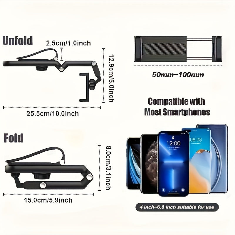 Car Phone Mount with 1080° Rotating Sun Visor Clip, ABS Material, Suitable for Various Environments: Bedroom, Kitchen & Car