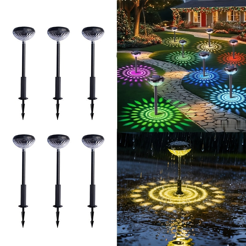 6-Piece Solar Courtyard Light, Outdoor Courtyard Path Light Shadow Light, Festival Wedding Atmosphere Decoration, Dusk to Dawn, Suitable for Garden, Courtyard, Path Festival Decoration, Wedding Atmosphere Decoration