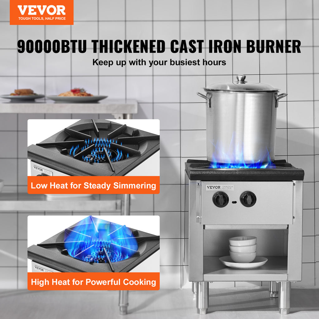 VEVOR Commercial Gas Stove, 1/4 Burner Countertop Cooking Hot Plate, Kitchen