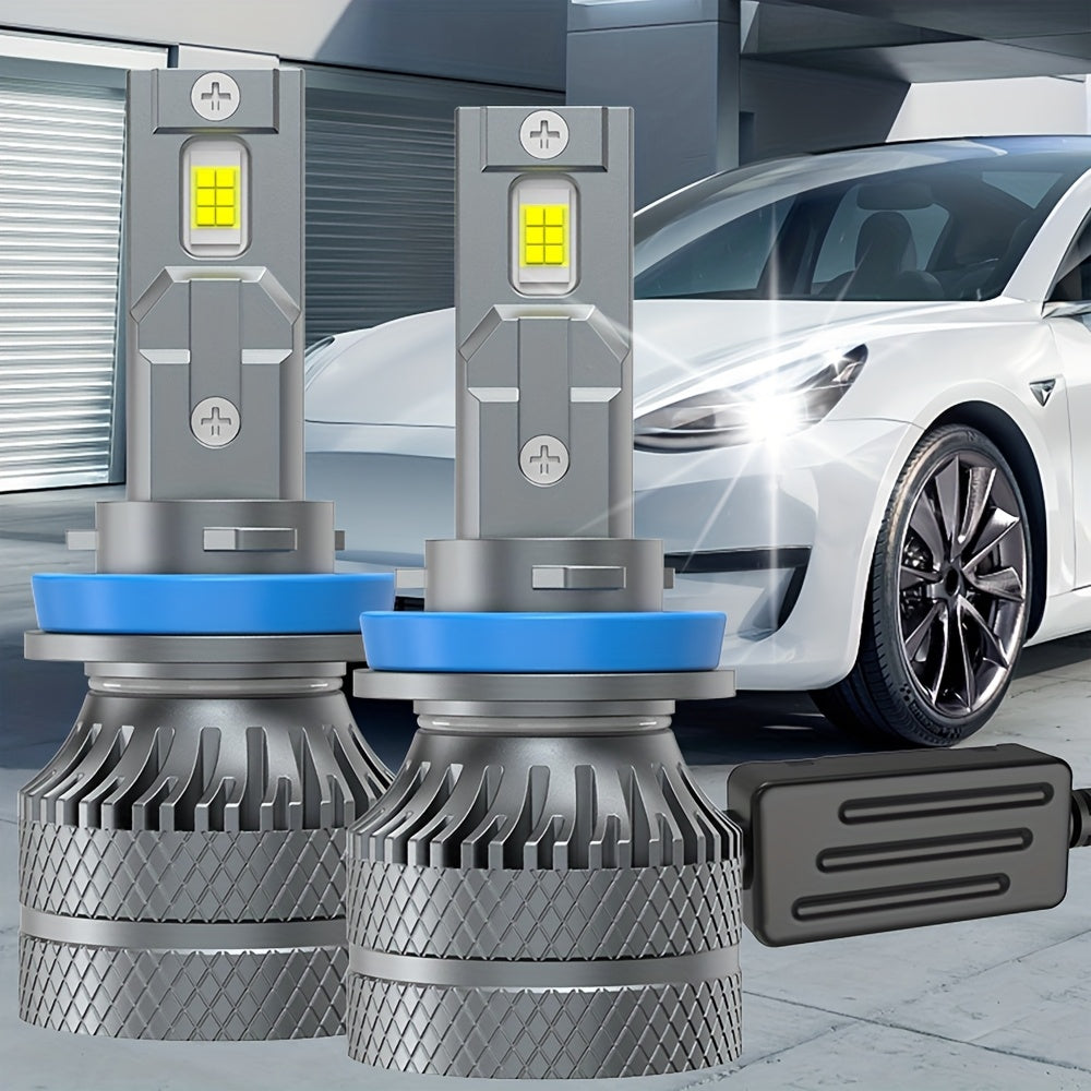 2-Pack Car LED Headlight Bulbs H8/H9/H11/H16-C015 H4/9005/H1/H4/9003/HB2/9012/9006/H1, 6500K 30000 Lumens 3570 CSP Chip 800% Brightness Easy Installation Super Bright CSP Chip High