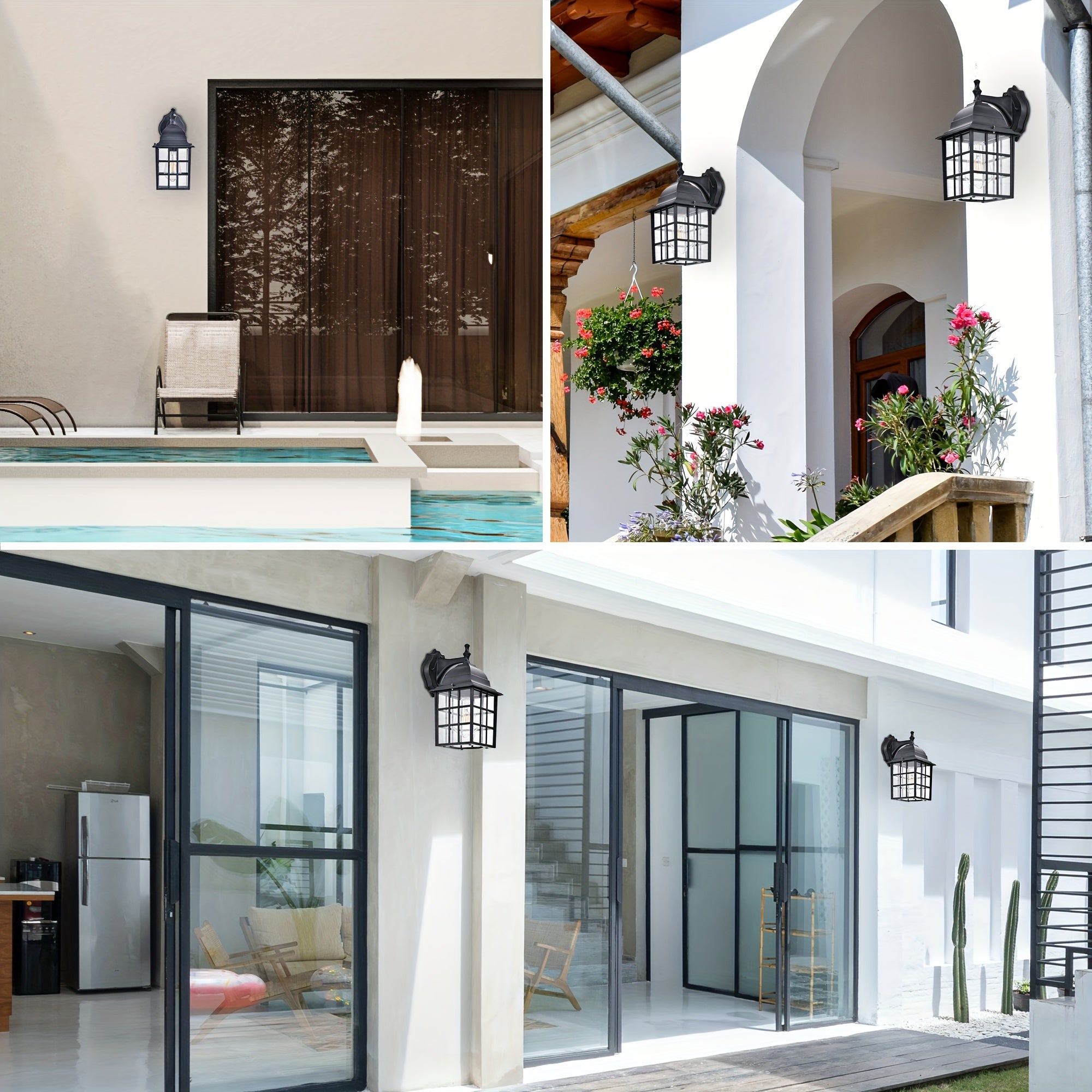 One-Piece Dusk to Dawn Sensor Light Fixture Outdoor Wall Light Wall Mount Modern Matte Black Front Porch Light with Clear Glass (Bulb Not Included)