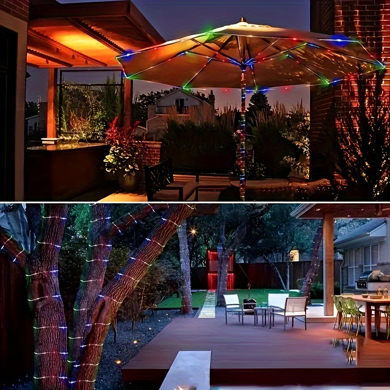 1 件 100 个 LED 太阳能管灯串，8 种模式，户外铜线 LED 灯，用于花园装饰灯、婚礼、派对、圣诞树、万圣节、节日装饰、照明（100 个 LED，393.7 英吋/33 英尺）