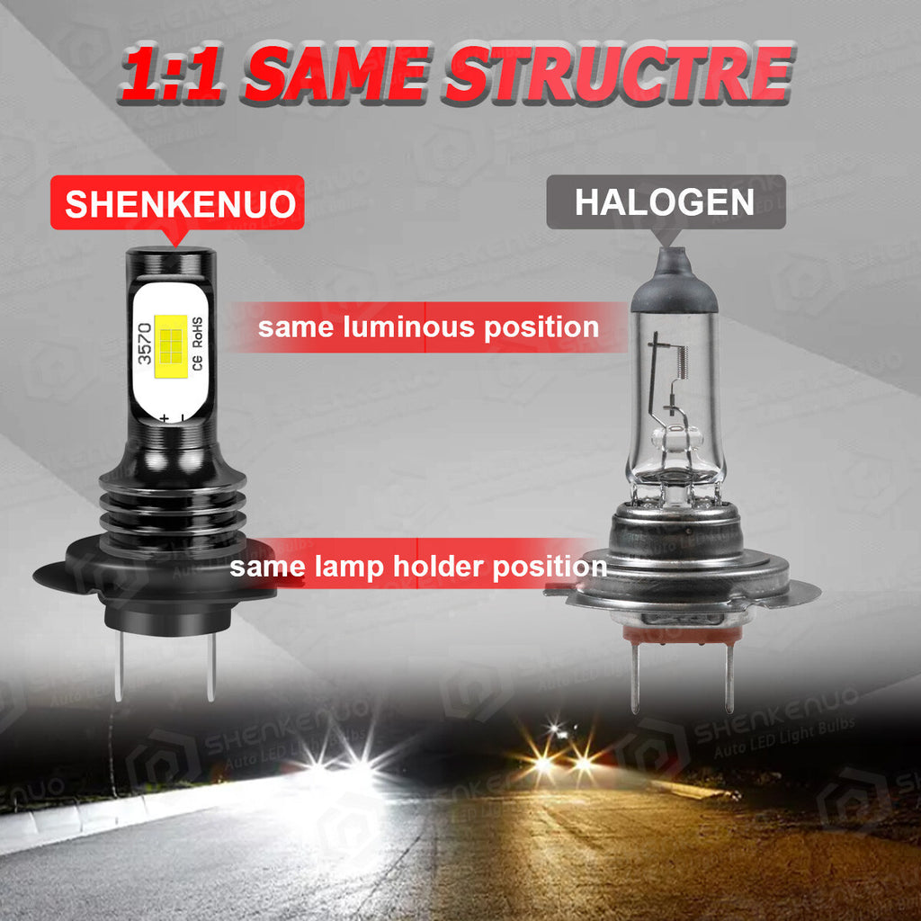 LED Headlight Bulb Set (2Pcs) for 2003-2005 Nissan 350Z, H7 6000K White High/Low Beam Kit, No Battery Included