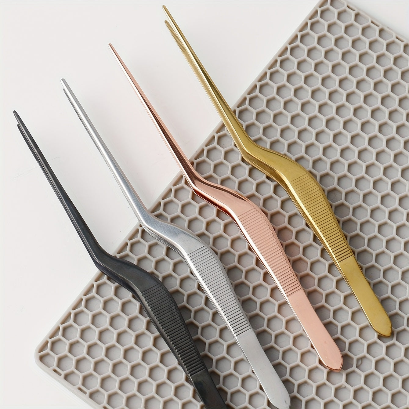 1PC/4PCS Cake Decorating Tweezers, 430 Stainless Steel Molecular Cuisine Plating Tongs, Chef Kitchen Plating Decor Tools