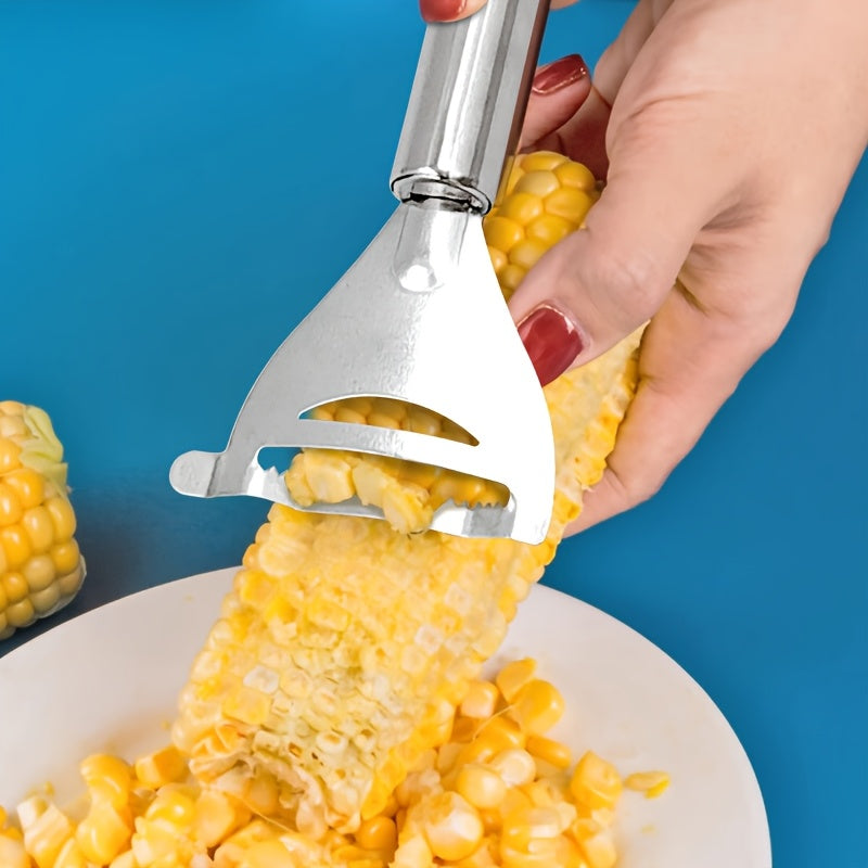 1PC Corn Husker & Vegetable Peeler, Multipurpose Ergonomic Kitchen Tool with Serrated Blade, Fast & Safe Food Prep, Metal Material