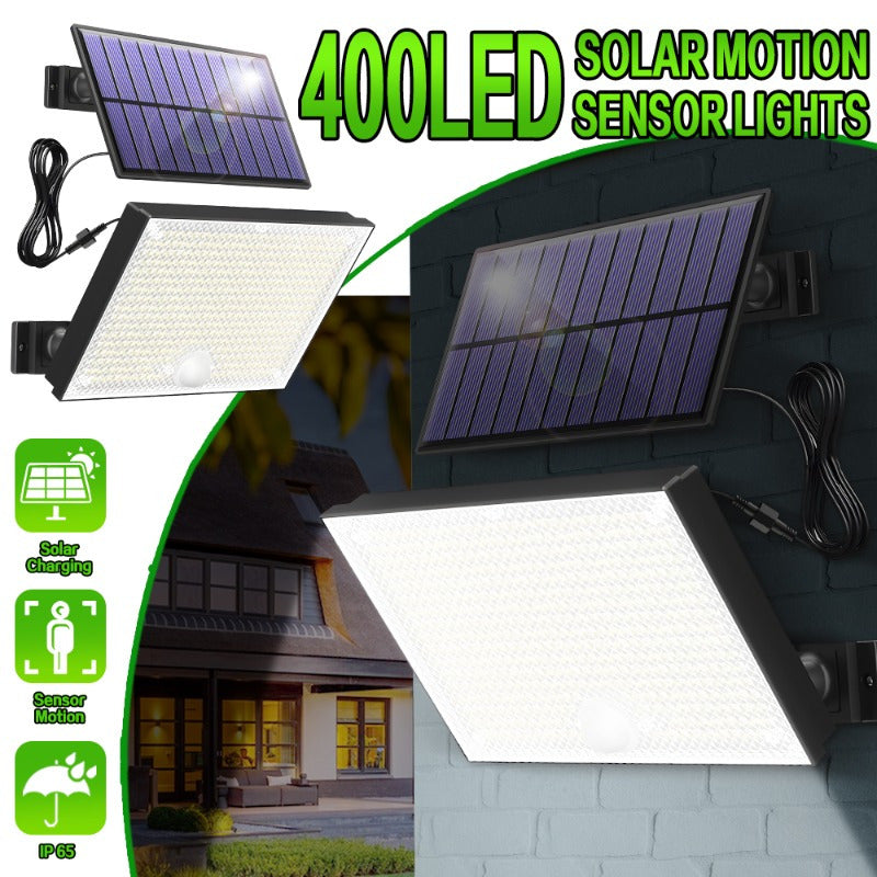 400 LED Solar Outdoor Light with Light Sensor, Remote Control, Separate Light Sensor Panel, 16.4 ft Cable, Dusk to Dawn Lighting, Security Solar Floodlight, Suitable for Outdoor Porch, Yard, Shed, Wall, Christmas Gift, Father's Day Gift