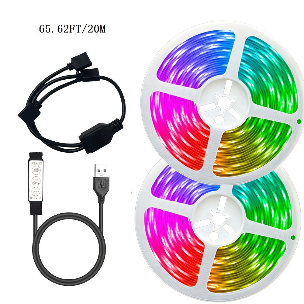 USB灯带电竞TV柔性七彩氛围灯迷你3键控制RGB低压5v自粘智能led灯条