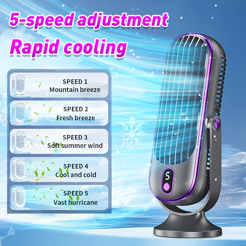 2026 Portable Desk Fan, Quiet Motor, USB Rechargeable, 5 Speed Levels, 720° Rotation, 5 Colors, 1200mAh Battery, for Office, Travel, Camping, RV &amp; Gifts